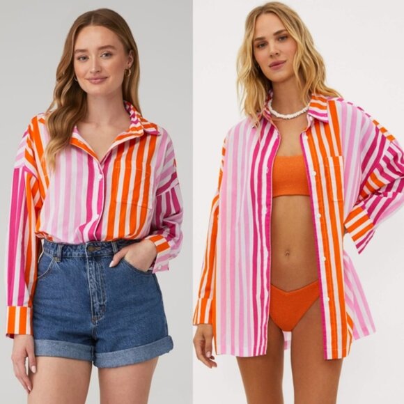 NWoT Beach Riot Revolve Alexa Shirt Dress Top Sunset Stripes Coverup size S/M - Picture 5 of 13